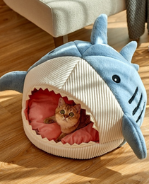 Flauschige Hai Kuschelhöhle für Katzen und Hunde